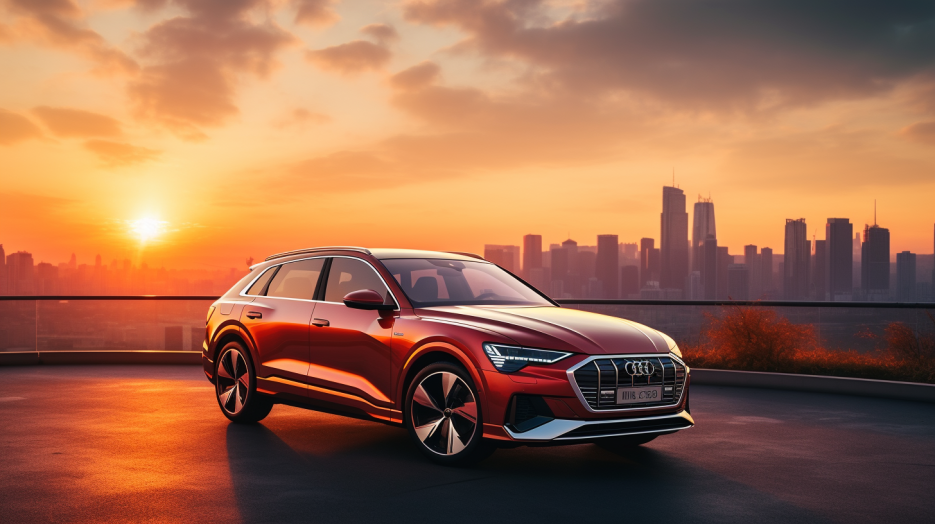 yecayeca imagine a sleek audi car parked at a charging station ea5a8290 575c 4e1f bbde 316f7c6542d8